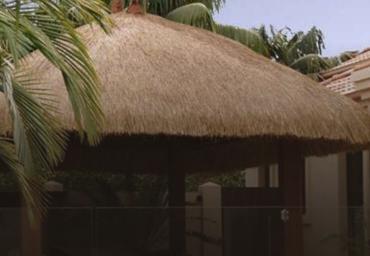 Bali hut with African thatched roofing.